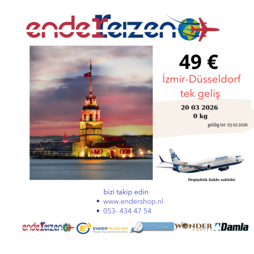İzmir-Düsseldorf tek geliş   €  49